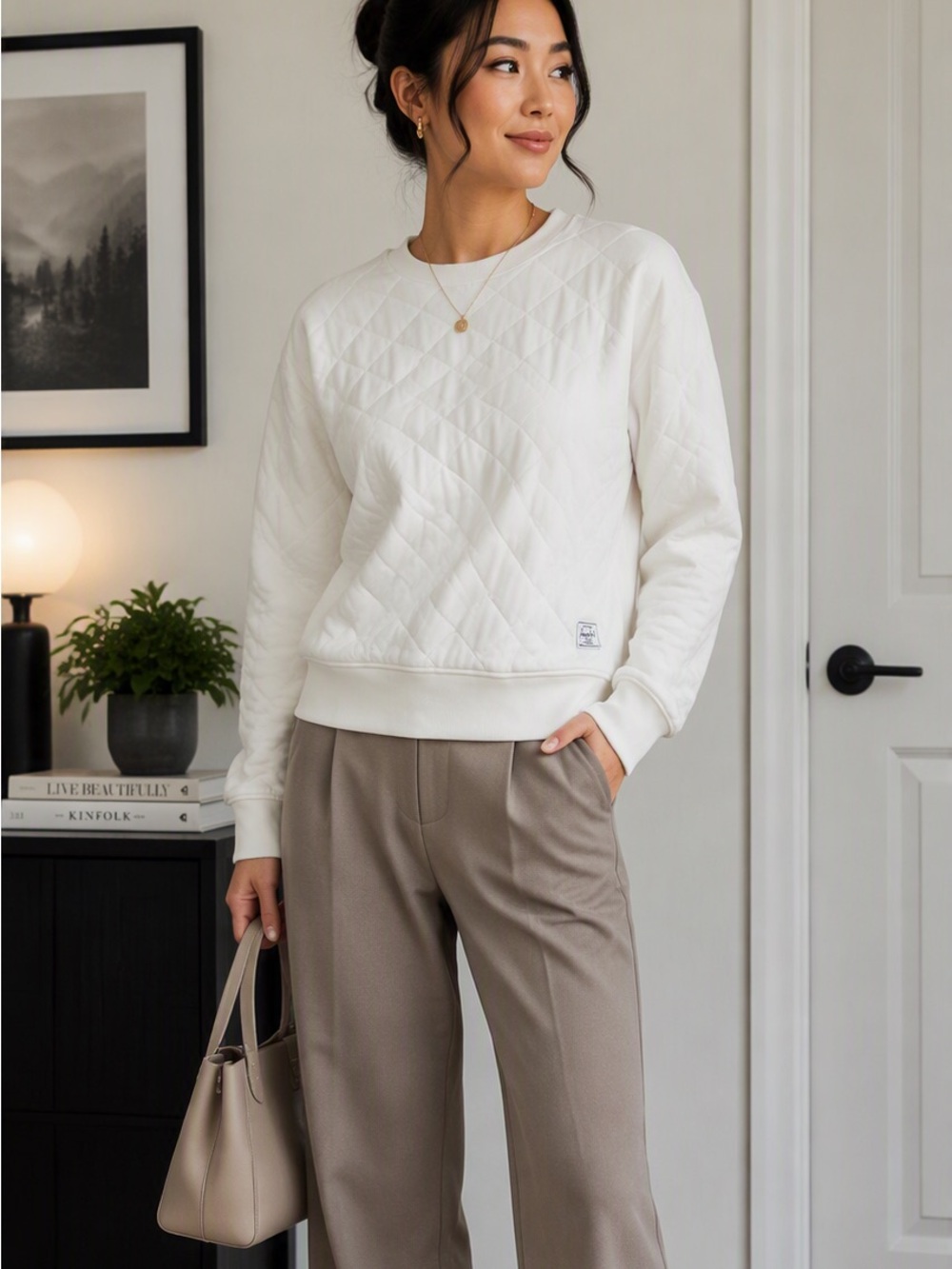 Herschel Diamond Stitch Classic Crew Outerwear Blanc Fe Blanc M